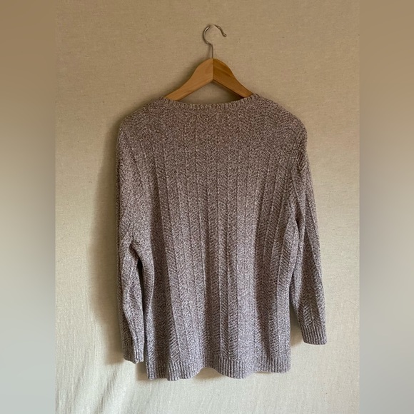 Brown and White Knit Henley - Picture 4 of 4